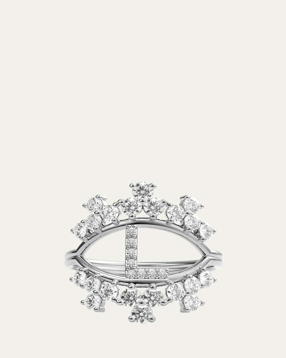 Sara 18K White Gold Diamond Ring, Letter L